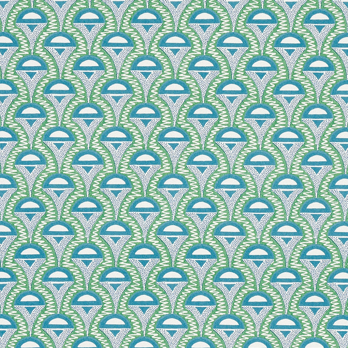 Schumacher Abelino Green & Peacock Fabric Sample 179582