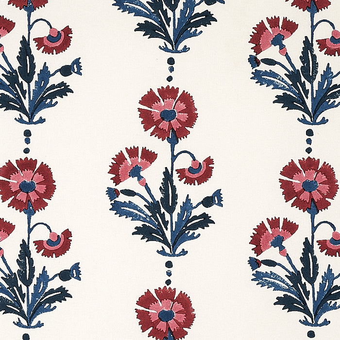 Schumacher Dianthus Hand Block Print Indigo & Iron Fabric 179741