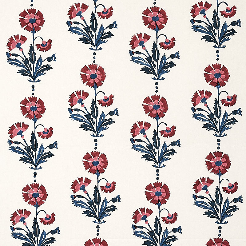 Schumacher Dianthus Hand Block Print Indigo & Iron Fabric 179741