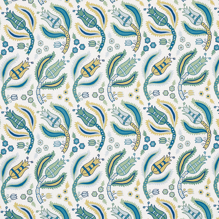 Schumacher Malabar Vine Peacock Fabric Sample 179850