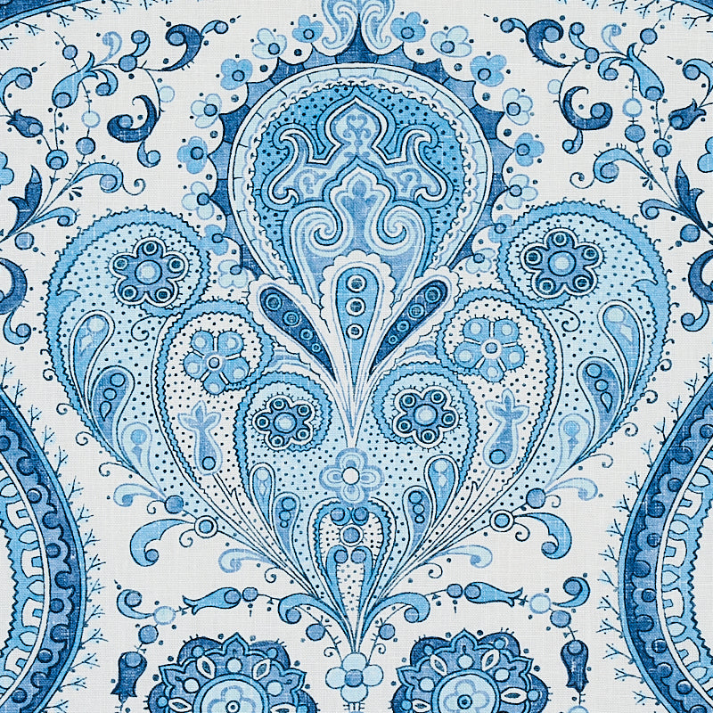 Schumacher Paisley Court Blue Fabric 179860