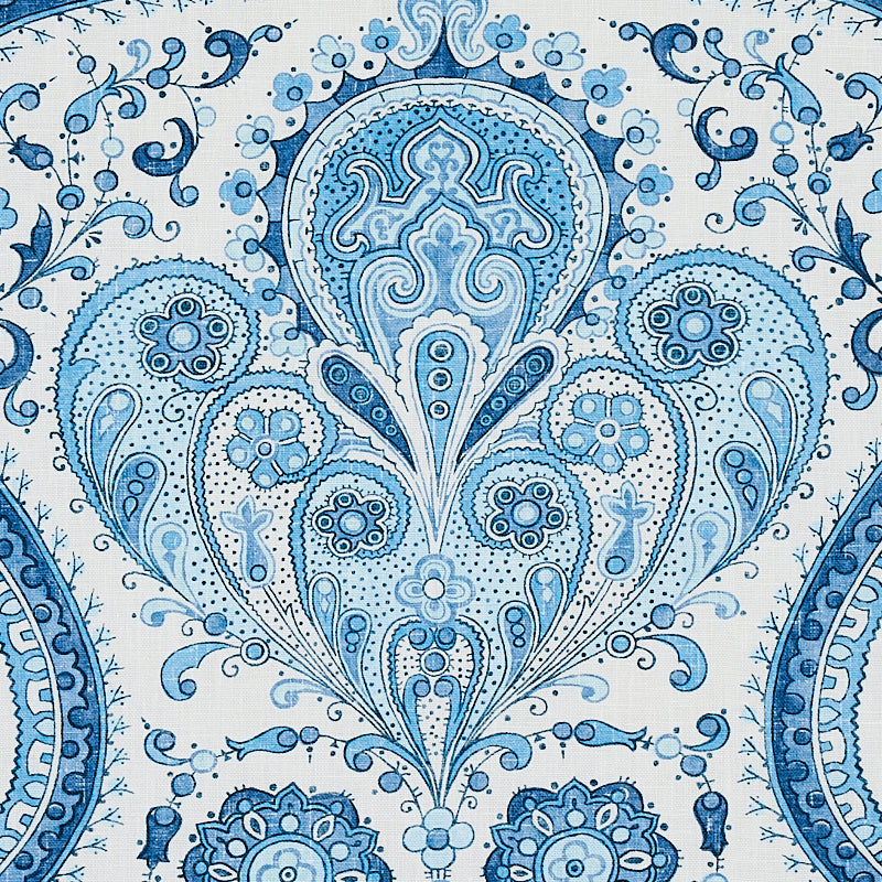 Schumacher Paisley Court Blue Fabric Sample 179860