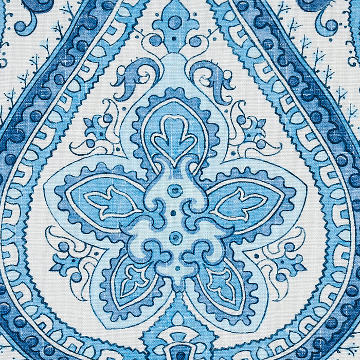 Schumacher Paisley Court Blue Fabric 179860