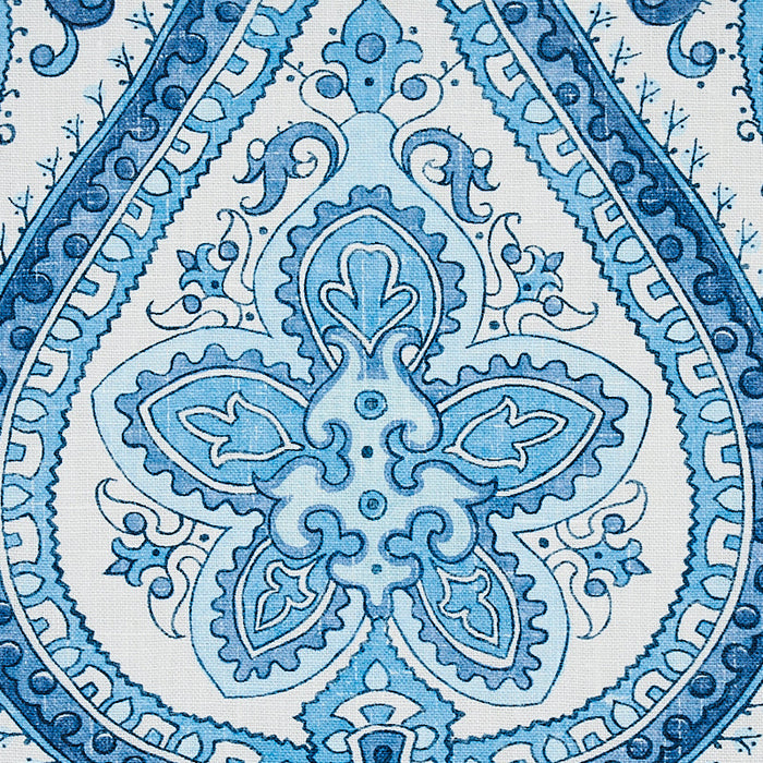 Schumacher Paisley Court Blue Fabric Sample 179860