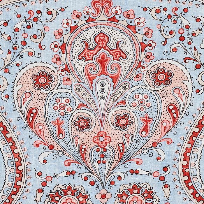 Schumacher Paisley Court Sky & Rose Fabric Sample 179861