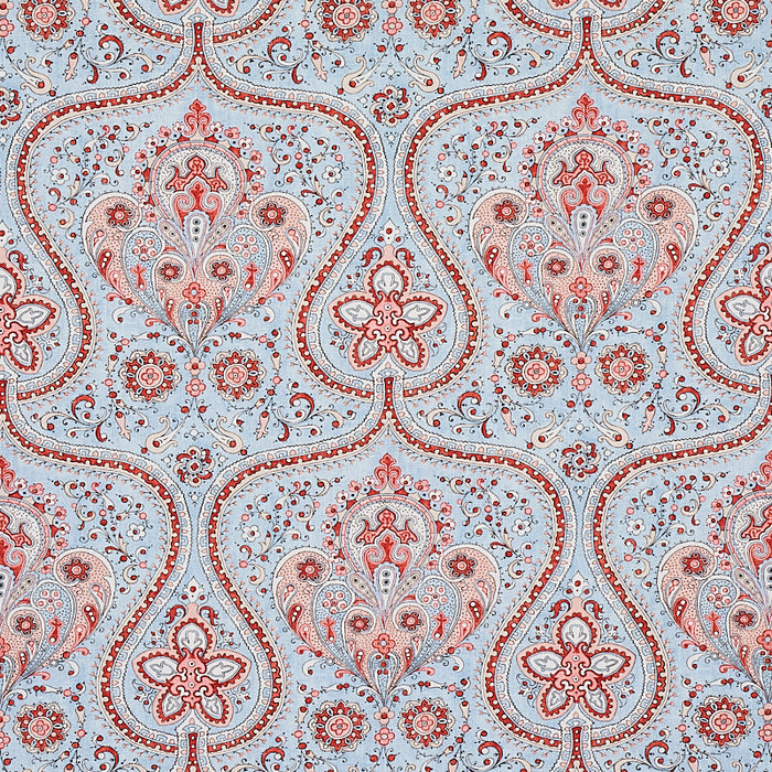 Schumacher Paisley Court Sky & Rose Fabric 179861