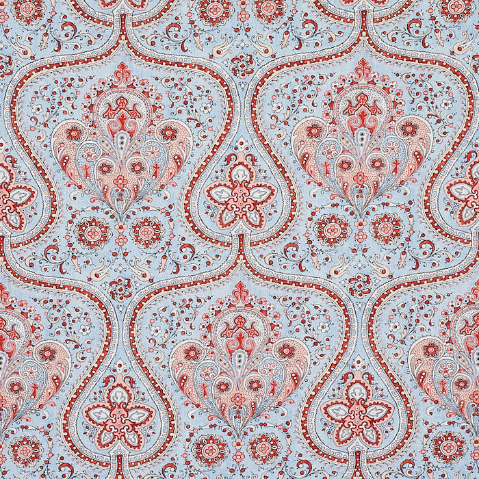 Schumacher Paisley Court Sky & Rose Fabric Sample 179861