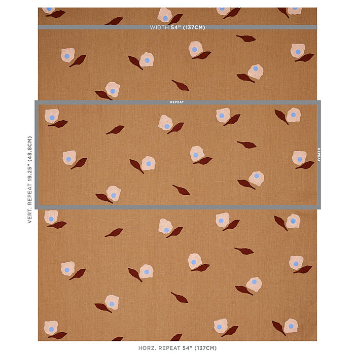 Schumacher Aquinnah Hand Block Camel Fabric Sample 179891