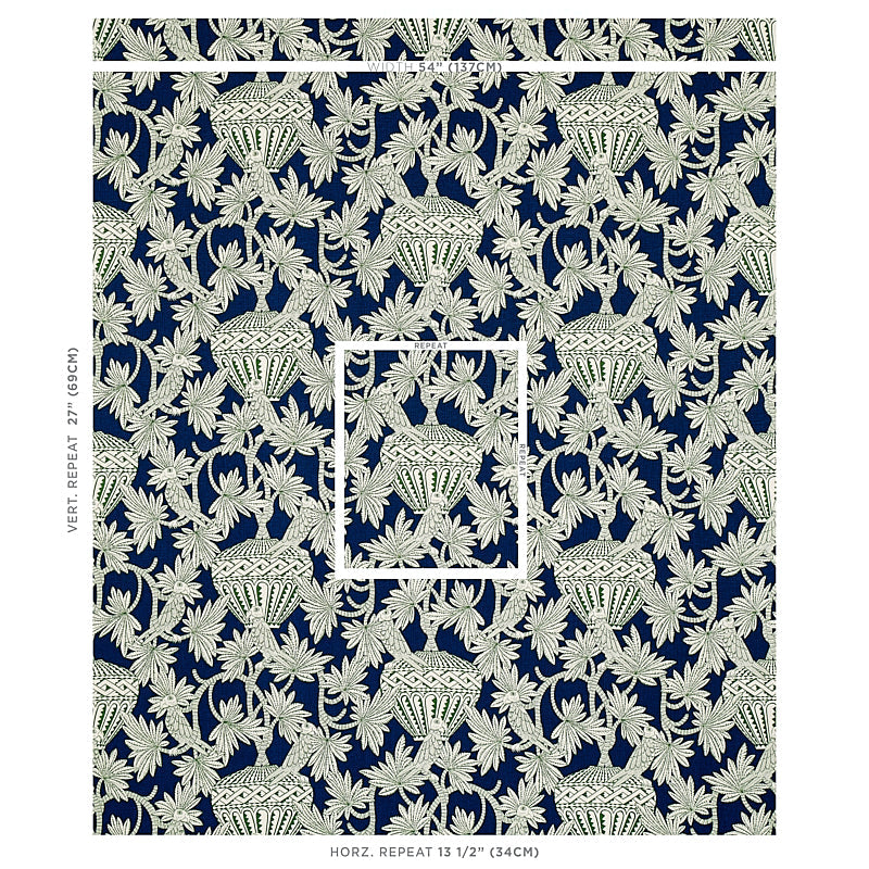 Schumacher Santarem Navy Fabric Sample 179940