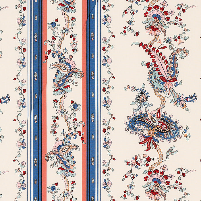 Schumacher Elena Paisley Stripe Blue Fabric 179980