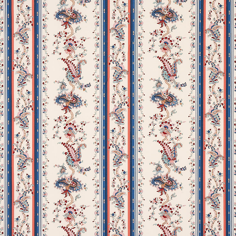 Schumacher Elena Paisley Stripe Blue Fabric 179980