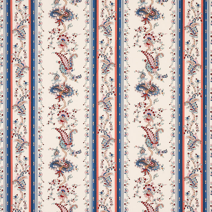 Schumacher Elena Paisley Stripe Blue Fabric 179980