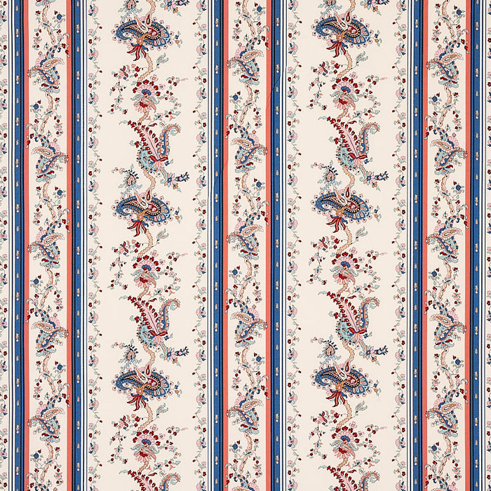 Schumacher Elena Paisley Stripe Blue Fabric Sample 179980