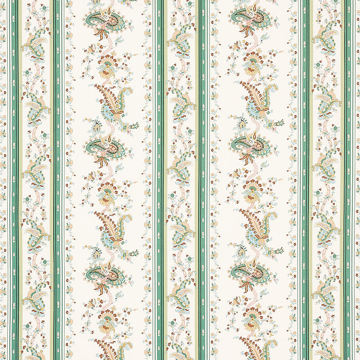 Schumacher Elena Paisley Stripe Green Fabric Sample 179981