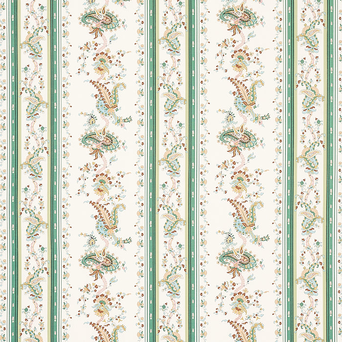 Schumacher Elena Paisley Stripe Green Fabric 179981