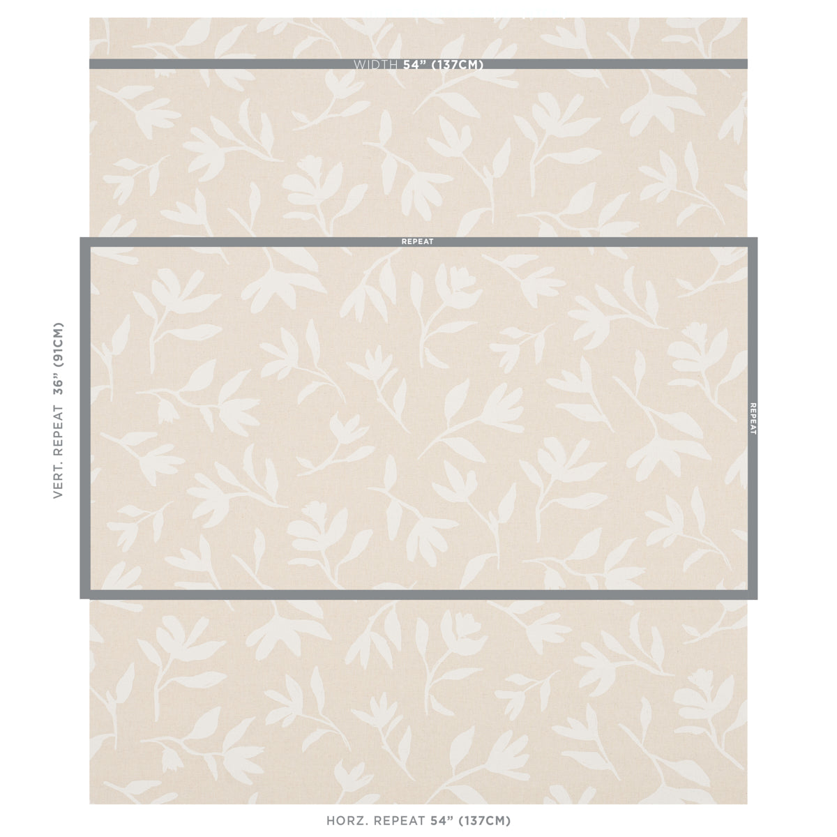 Schumacher Laurel White On Unbleached Fabric 180012