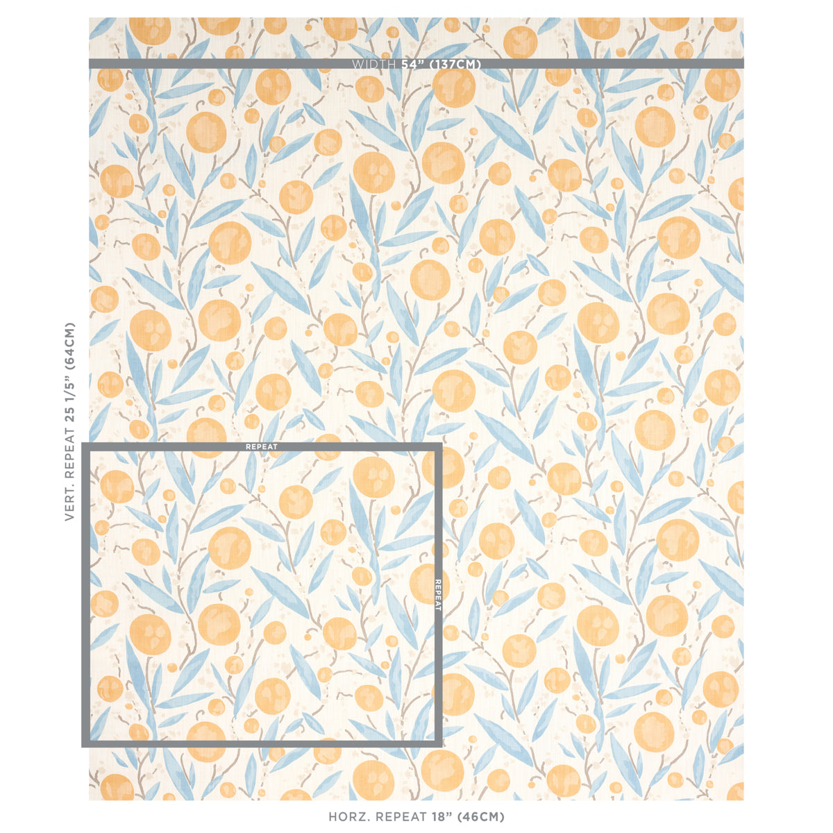 Schumacher Mirabelle Yellow And Sky Fabric 180060