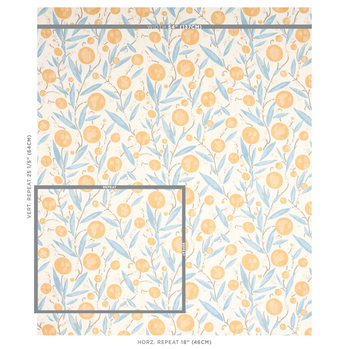 Schumacher Mirabelle Yellow And Sky Fabric 180060