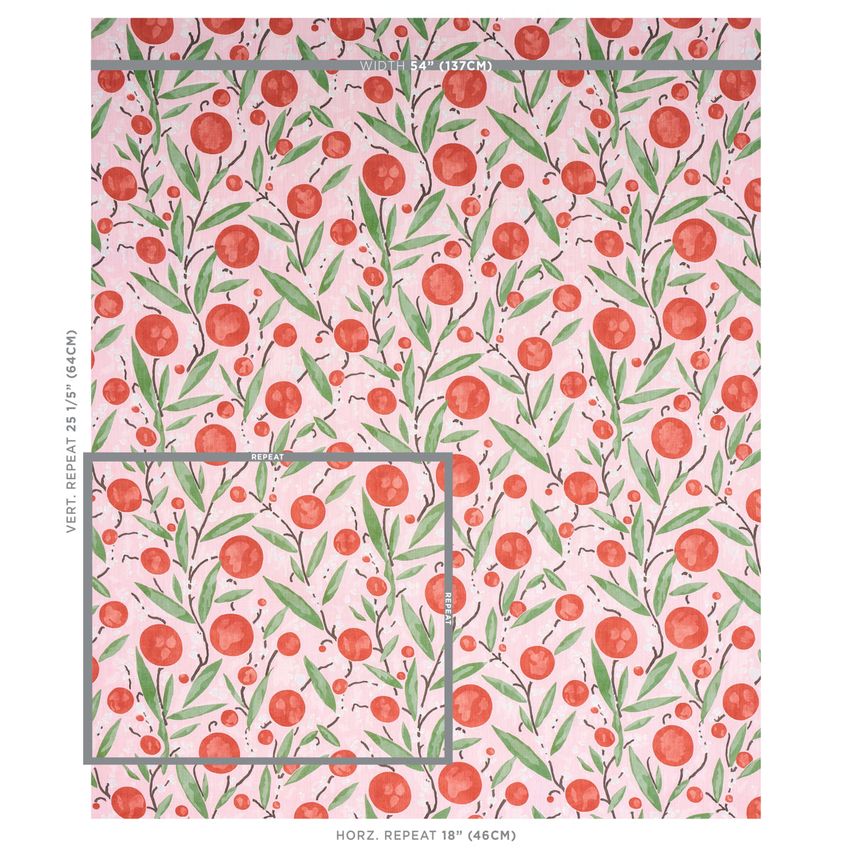 Schumacher Mirabelle Cherry And Blush Fabric 180061