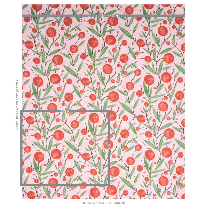 Schumacher Mirabelle Cherry And Blush Fabric 180061