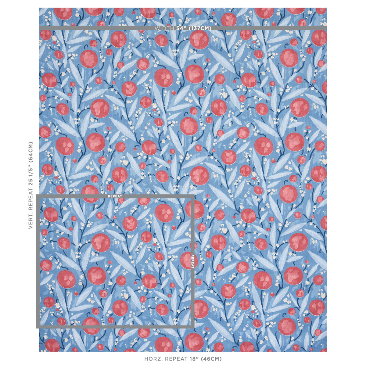 Schumacher Mirabelle Berry And Blue Fabric 180062