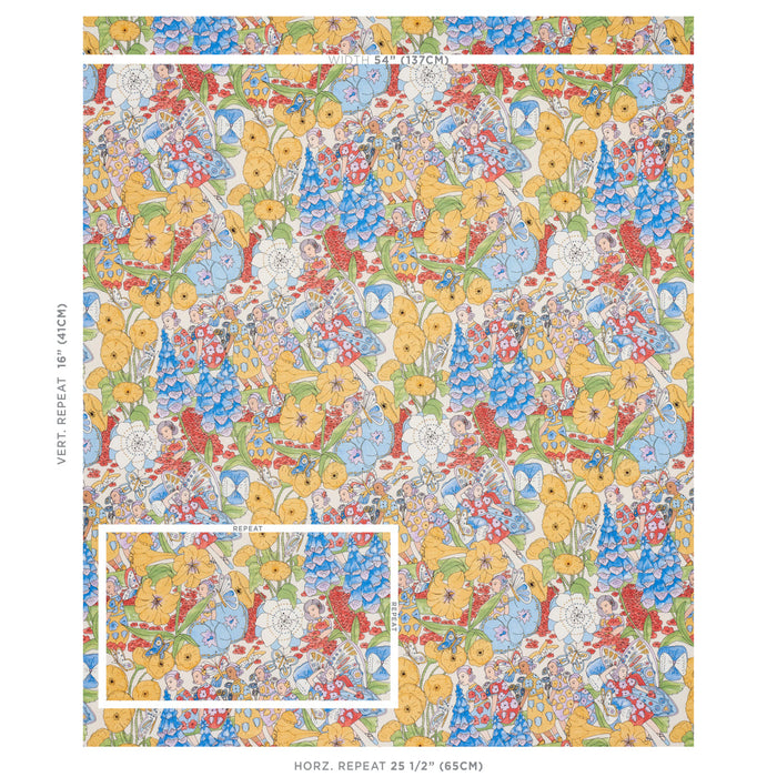 Schumacher Fairie Garden Yellow And Ivory Fabric Sample 180140