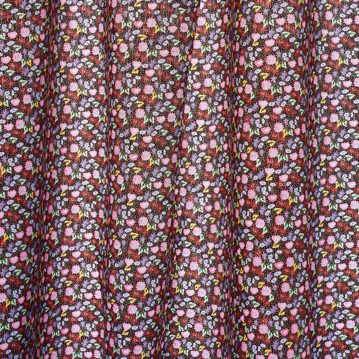 Schumacher Calico Multi On Brown Fabric Sample 180171