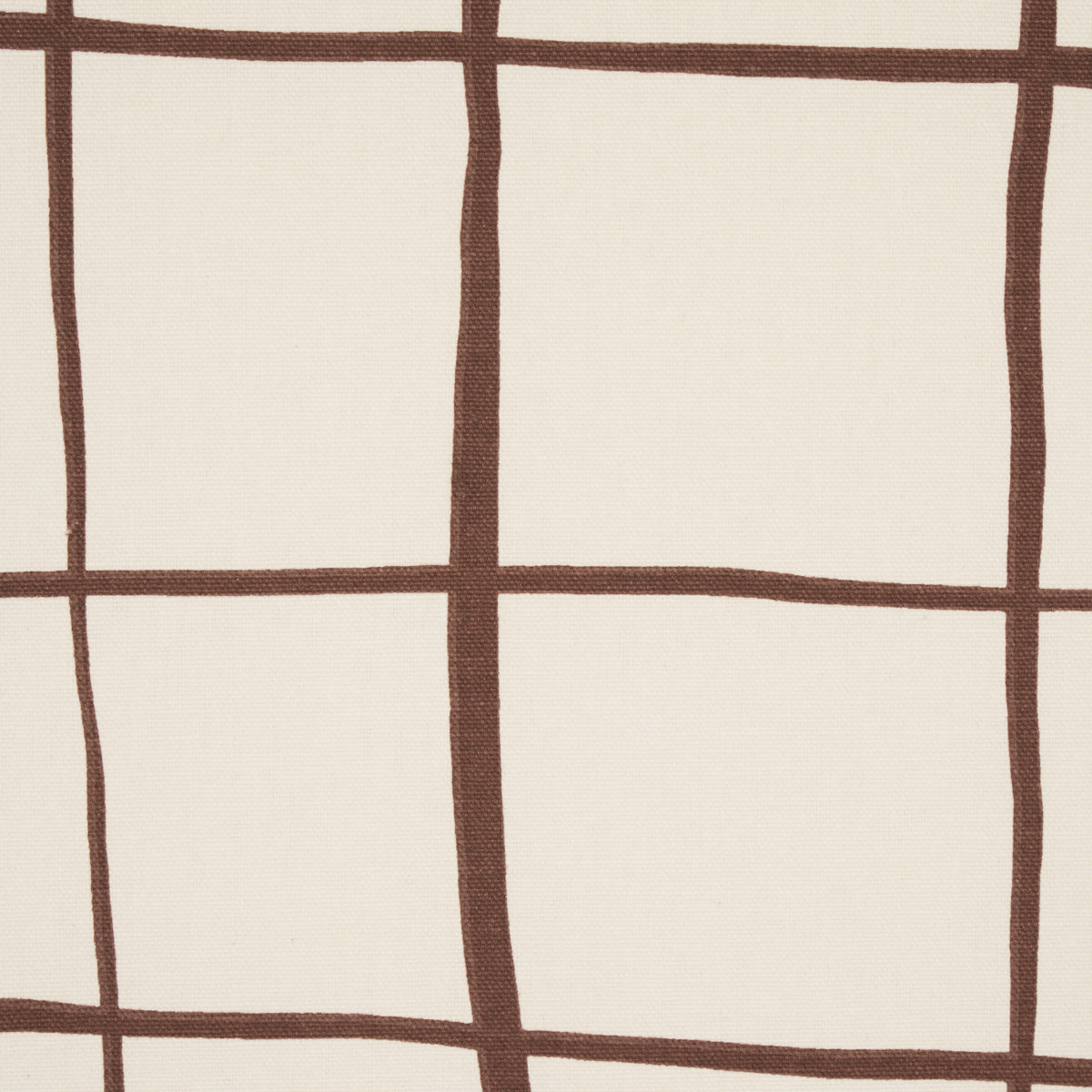 Schumacher Painterly Windowpane Brown Fabric 180291