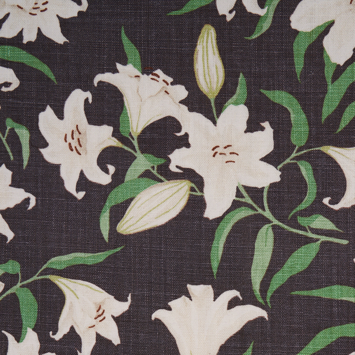 Schumacher Scattered Lilies Charcoal Fabric Sample 180302