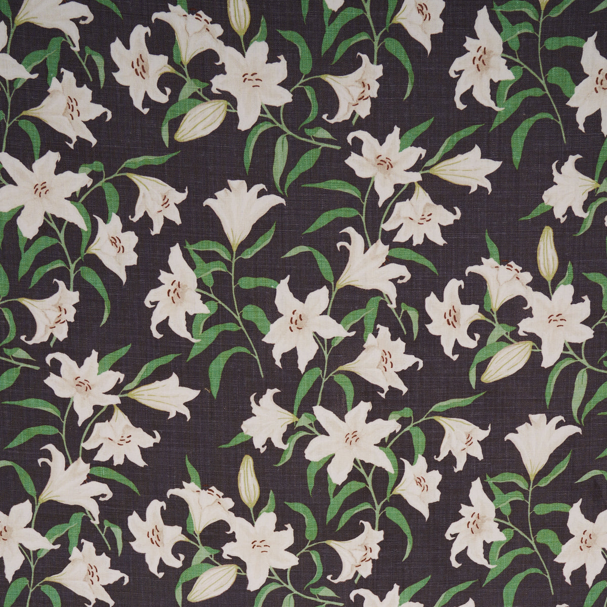 Schumacher Scattered Lilies Charcoal Fabric 180302