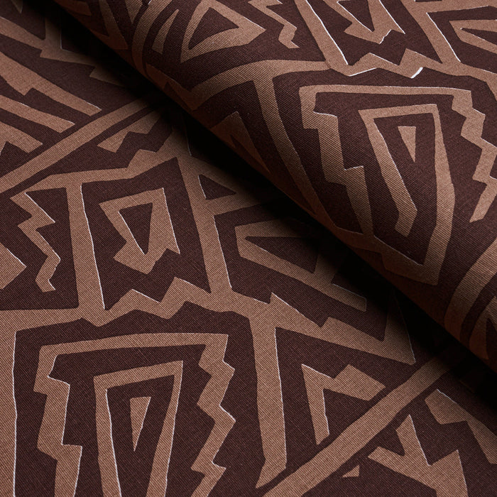 Schumacher Jagged Maze Brown Fabric Sample 180321