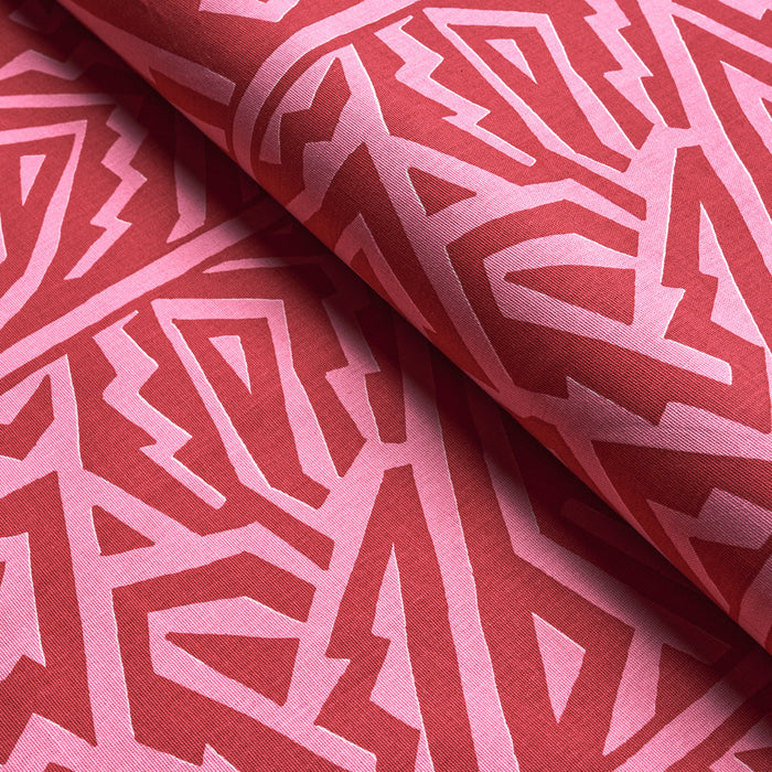 Schumacher Jagged Maze Pink Fabric Sample 180322