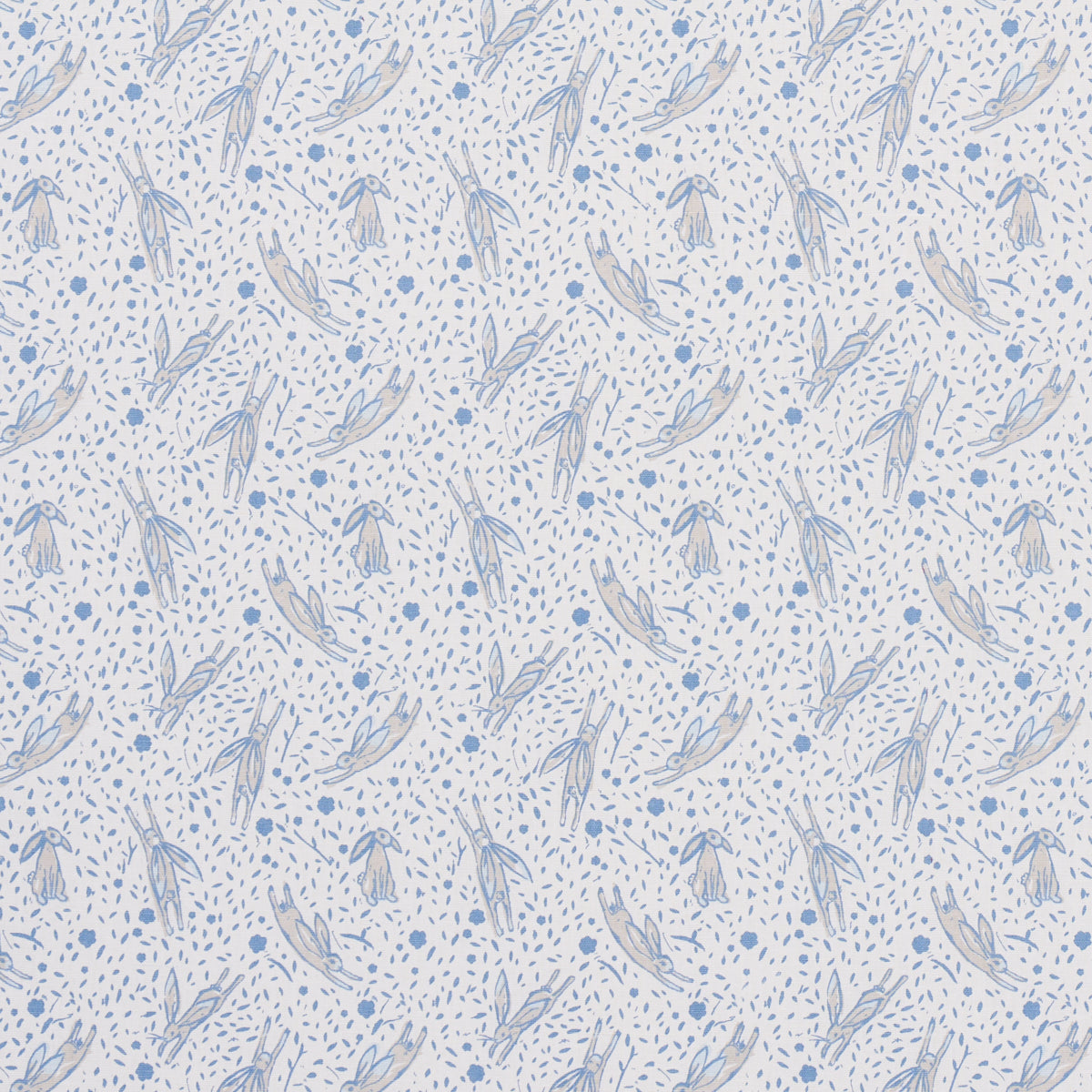 Schumacher Rabbit High Performance Print Blue Fabric 180440