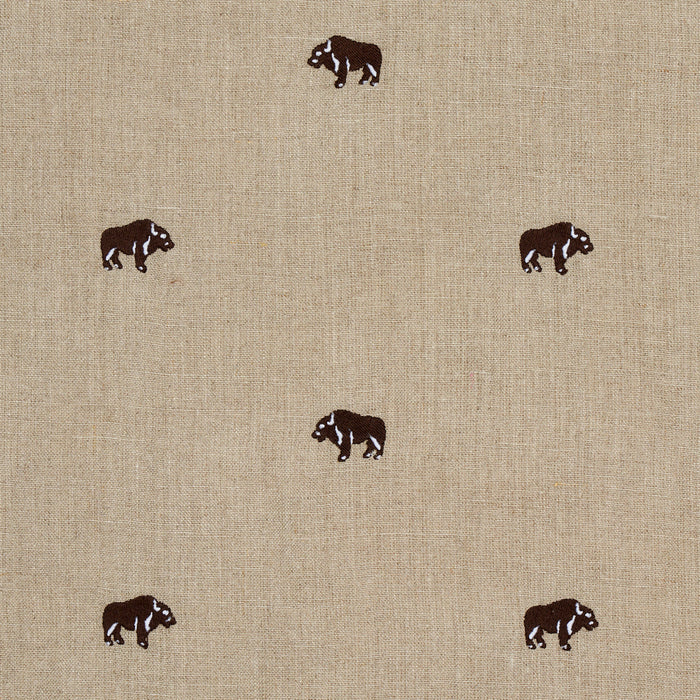 Schumacher Buffalo Embroidered Linen Natural Fabric Sample 180450