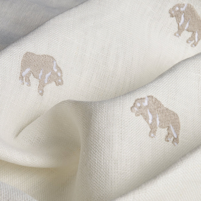 Schumacher Buffalo Embroidered Linen Ivory Fabric Sample 180451