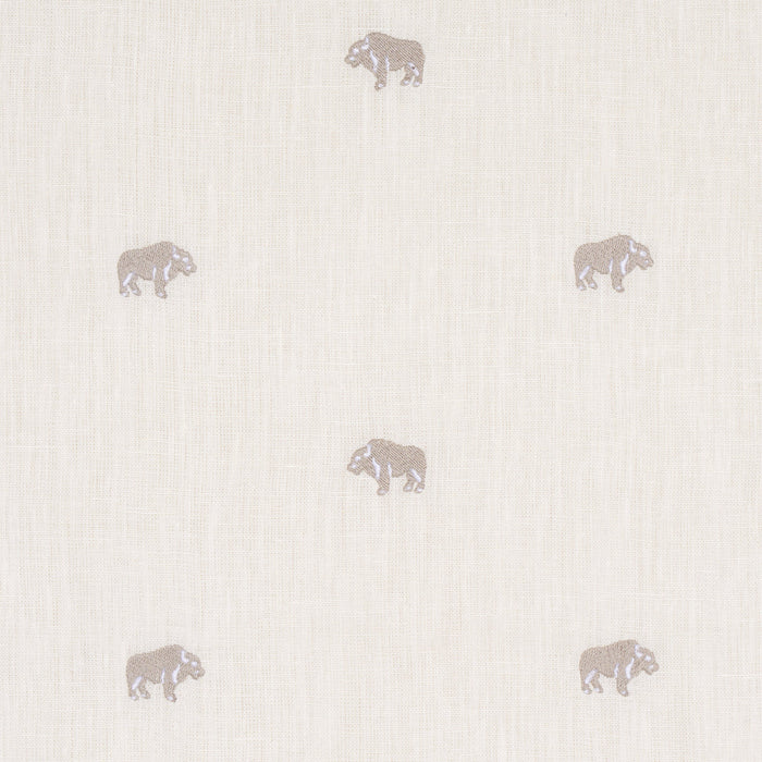 Schumacher Buffalo Embroidered Linen Ivory Fabric Sample 180451