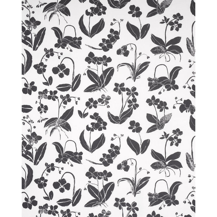 Schumacher Orchids Have Dreams Soft Black Fabric Sample 180510