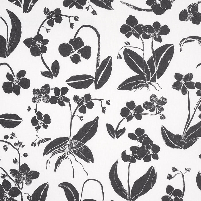 Schumacher Orchids Have Dreams Soft Black Fabric Sample 180510