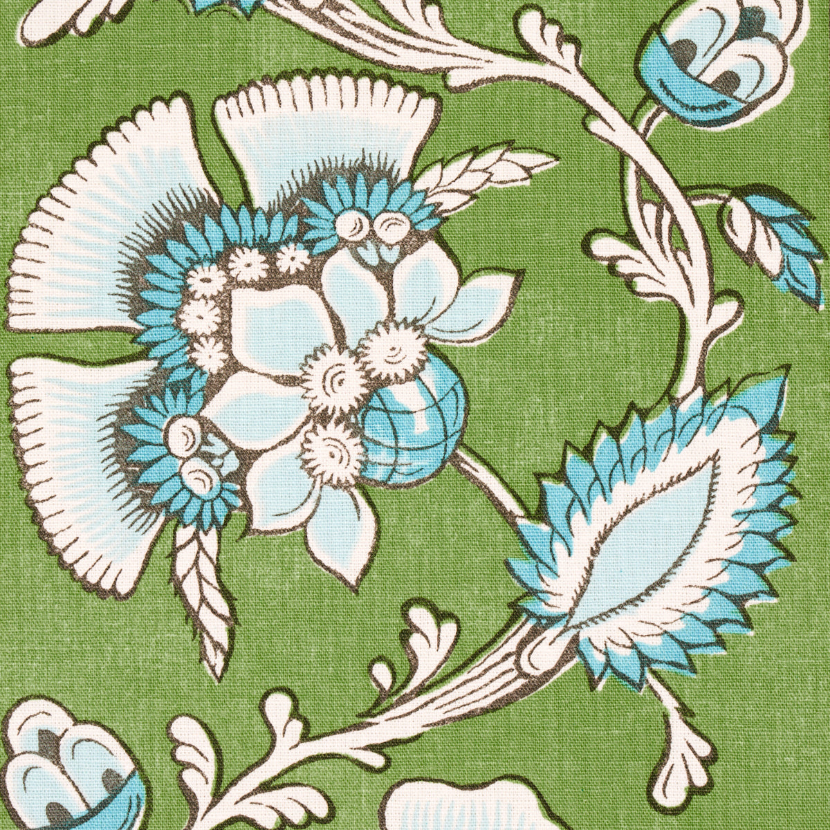 Schumacher Marielle Vine Green & Peacock Fabric 180531.0