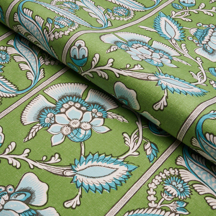 Schumacher Marielle Vine Green & Peacock Fabric Sample 180531