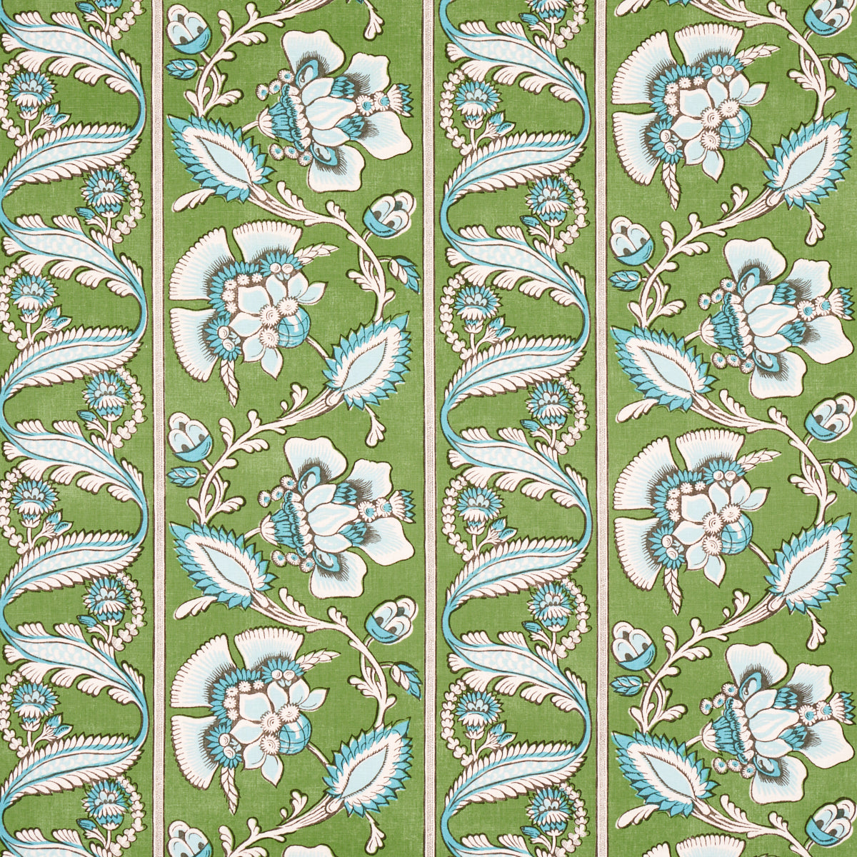 Schumacher Marielle Vine Green & Peacock Fabric 180531.0