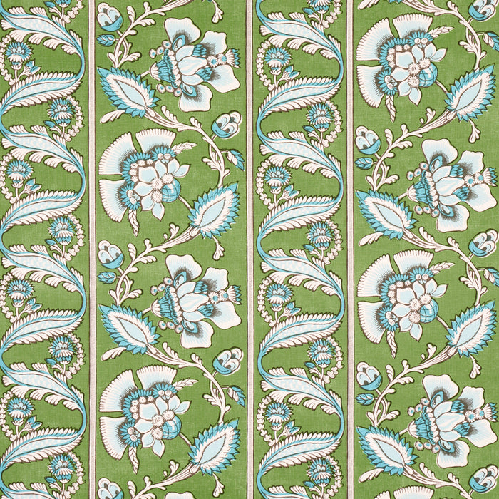 Schumacher Marielle Vine Green & Peacock Fabric Sample 180531