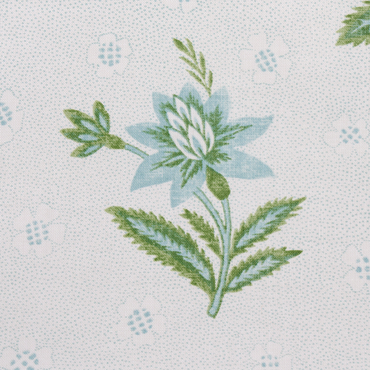 Schumacher Colline Leaf & Aqua Fabric 180540.0