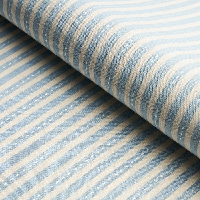 Schumacher Mathis Ticking Stripe Sky Fabric 180590.0