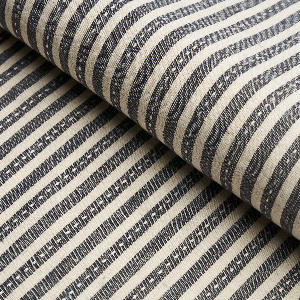 Schumacher Mathis Ticking Stripe Carbon Fabric 180592.0