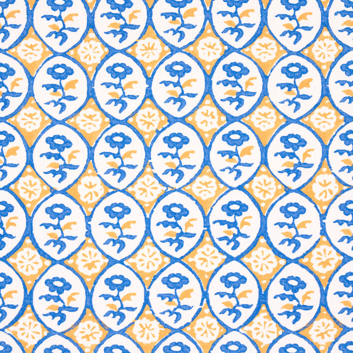 Schumacher Josiane Floral Yellow & Blue Fabric Sample 180601