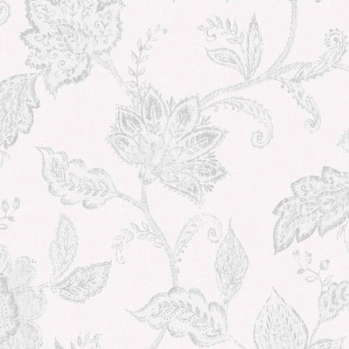 Schumacher Indigo Bloom Grey Wallpaper 1930