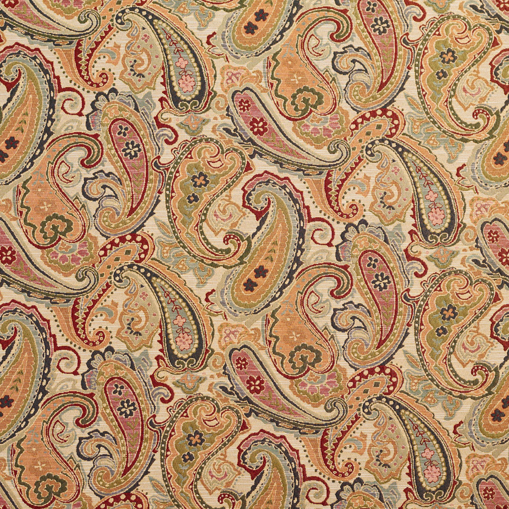 Charlotte Ecru Paisley Fabric Sample 1972