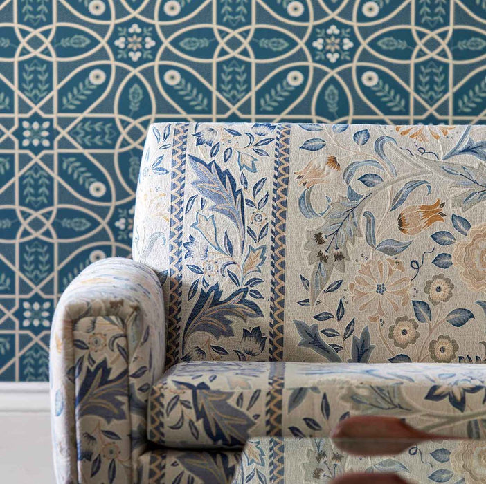 Morris & Co Brophy Trellis Deep Teal 216699 Wallpaper DMSW216699