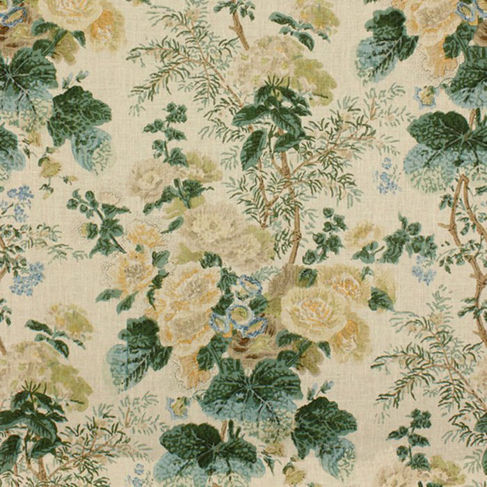 Lee Jofa Hollyhock Hdb Lemon/Aqua Fabric 2011118.134.0